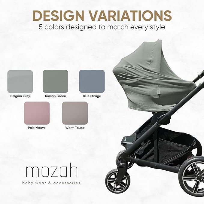 MOZAH Baby Multi-Use Cover: 9-in-1 Car Seat Covers for Babies, Nursing Cover for Breastfeeding & More, Ultra-Soft & Stretchy Infant Car Seat Cover (Roman Green)