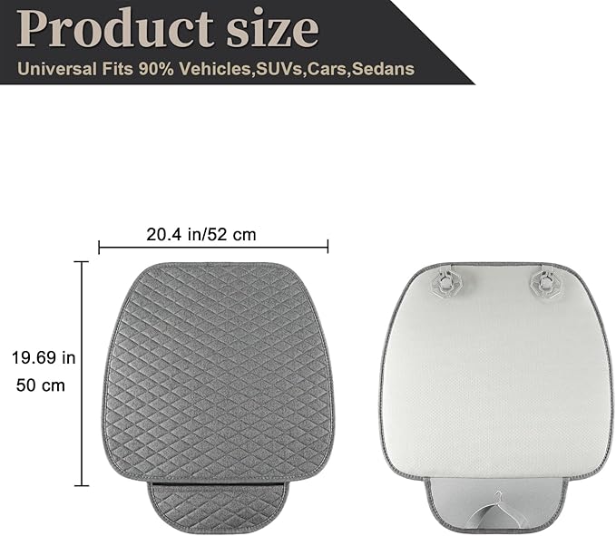 West Llama Linen Car Seat Covers,Bottom Seat Covers for Cars Include 2 Piece Front Driver Seat Pad Mat Universal Fits 90% Vehicles,SUVs,Cars,Sedans(2Piece-Gray)