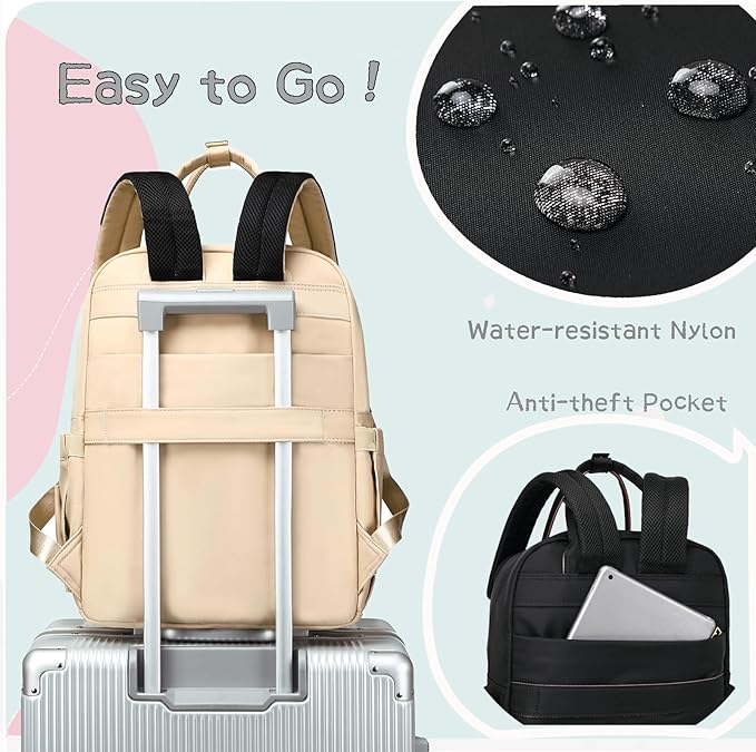 18 Pockets Diaper Bag Backpack with Waterproof Pockets and Stroller Buckle, Convertible Tote Bag (Beige, Large)