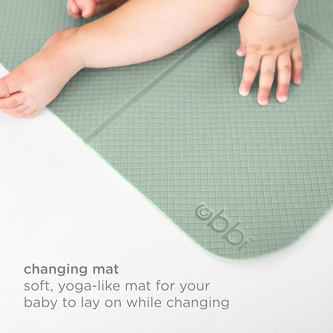 Ubbi On-The-Go Diaper Changing Baby Mat, Soft and Comfortable Diaper Bag Accessory Must Have for Newborns, Easy to Clean, Portable Folding Pad, Baby Traveling Accessories, Sage Green