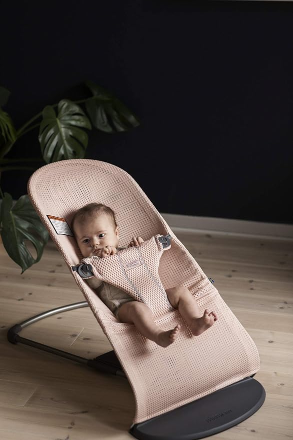 BabyBjörn Bouncer Bliss, Mesh, Pearly Pink 2-in-1 Adjustable Baby Bouncer Seat and Toddler Chair, Newborn to Toddler (8-29 lbs), 4 positions, Lightweight & Portable