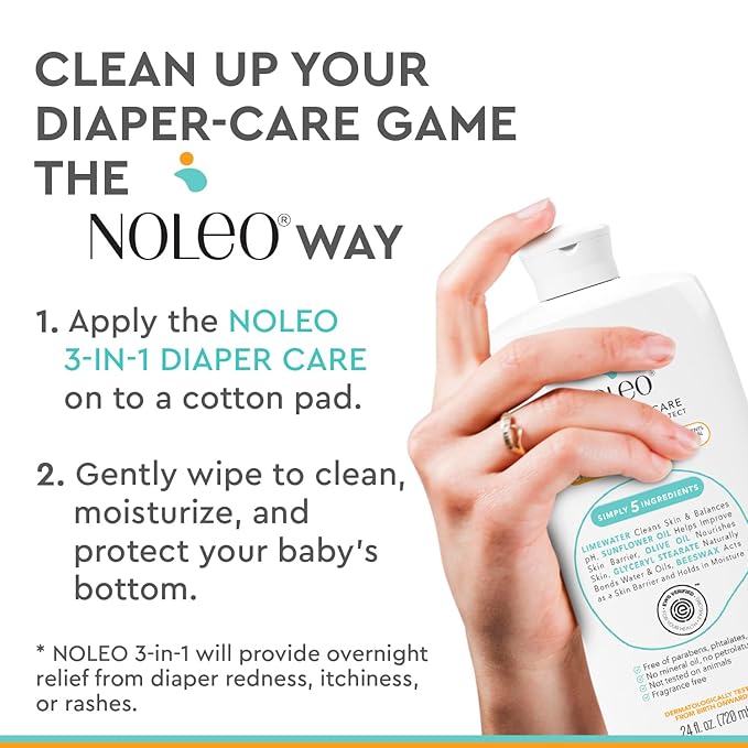3-in-1 Diaper Care - Baby Cream, Cleanser & Lotion Organic - Diaper Rash - Rash Ointment - Cream to Clean, Moisturize & Protect Skin Made in France, 24 oz