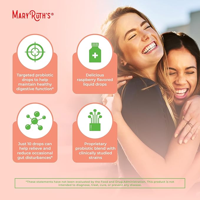 MaryRuth Organics USDA Organic Womens Probiotic Liquid Drops for Digestive Health | Targeted Support for Women | Four Probiotic Blend | Women's Wellness | Dairy Free | 30 Servings