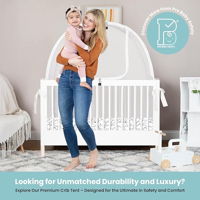 Breathable Mesh Crib Tent to Keep Baby from Climbing Out, Crib Net Canopy with Auto-Lock Zipper and Safety Latch, Crib Net to Keep Baby in, Crib Cover for Safety (Mosquiteros para Cunas de Bebes)