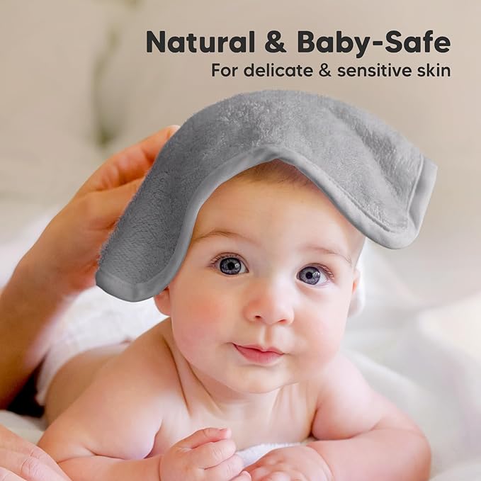 6-Pack Soft Baby Washcloths, Viscose from Bamboo - Kids, Newborn Bath Towels, Infant Shower, Toddler Reusable Face Towel, Gentle on Skin, Face Wash Cloths for Babies, 10x10 (Cool Gray)