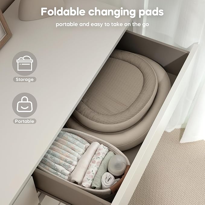 Mamatepe Baby Changing Pad, Soft, Foldable Leather Diaper Changing Pad, Contoured Changing Table Pads for Dresser, Waterproof & Non-Slip Wipeable, 30"X19", Yellow