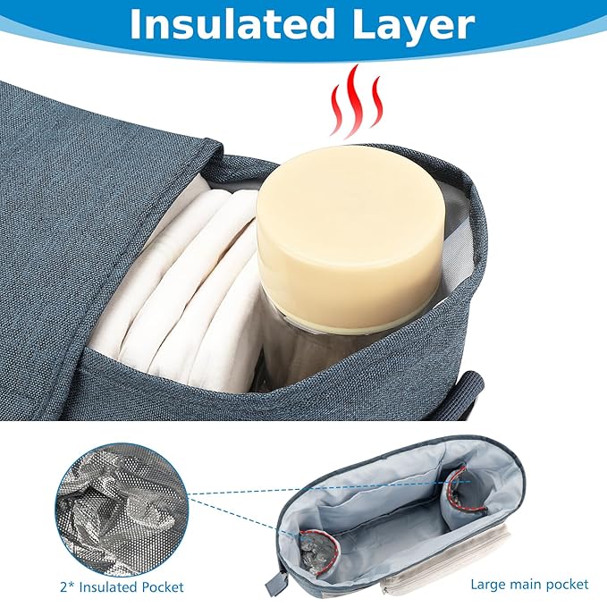 Accmor Universal Stroller Organizer with Insulated Cup Holder, Stroller Caddy Bag Accessories, Stroller Cup Holder Organizer for Uppababy Baby Jogger Britax Stroller, Blue