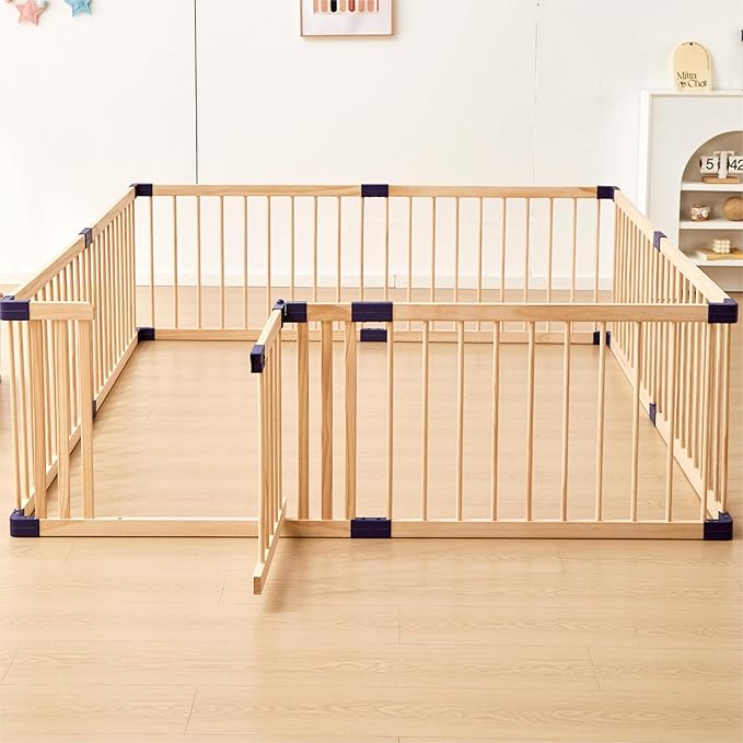Playpen for Babies and Toddlers,Baby Playpen Fence Yard Wood,Wooden Baby Playpen for Babies and Toddlers,Wooden Baby Play Fence Yard Play Area (140X200)