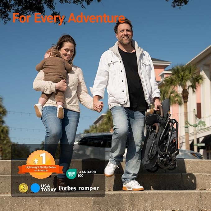 Lightweight Baby Travel Stroller with Carbon Fiber Frame, Compact & Airplane-Friendly, One-Handed Folding Design, 11.6 lbs, Perfect for Toddlers, Organizer & Cushion Included, Jet
