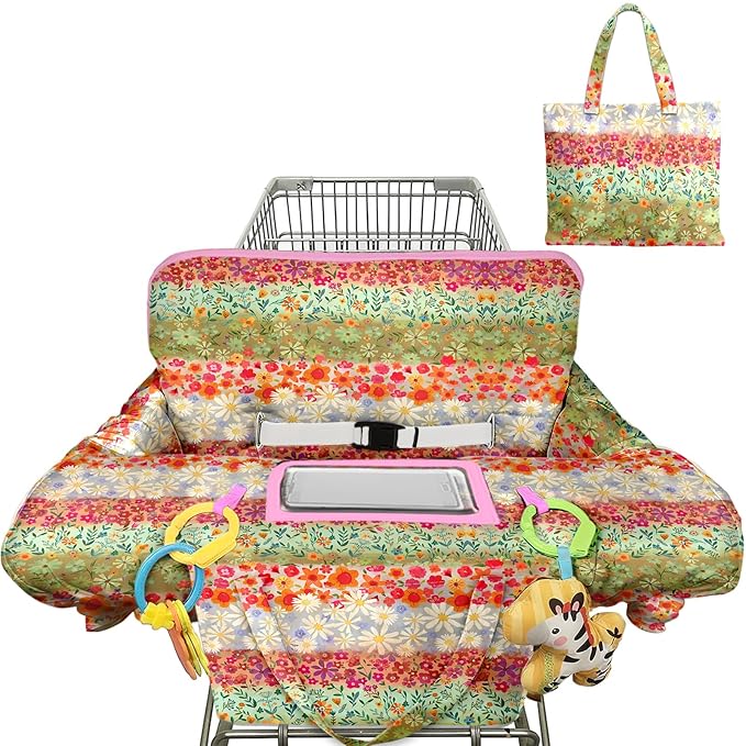 Shopping Cart Cover for Baby 2-in-1 High Chair Cover with Safety Harness Multifunctional White Spots Pattern Cart Covers for Babies Soft Padded Grocery Cart Cover for Baby Boy Girl