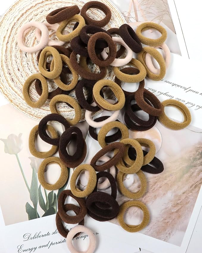 WillingTee Baby Hair Ties,300PCS Nylon Toddler Hair Ties for Girls, Kids Seamless Hair Bands, Girls Elastic Ponytail Holders,Brown