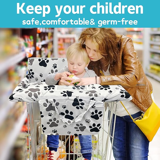 Shopping Cart Cover for Baby,2-in-1 Baby Cart Covers with Portable Cloth Bag Cart Seat Pad for Babies Grocery Cushion Cover Restaurant,Suitable for All Supermarkets and Restaurants
