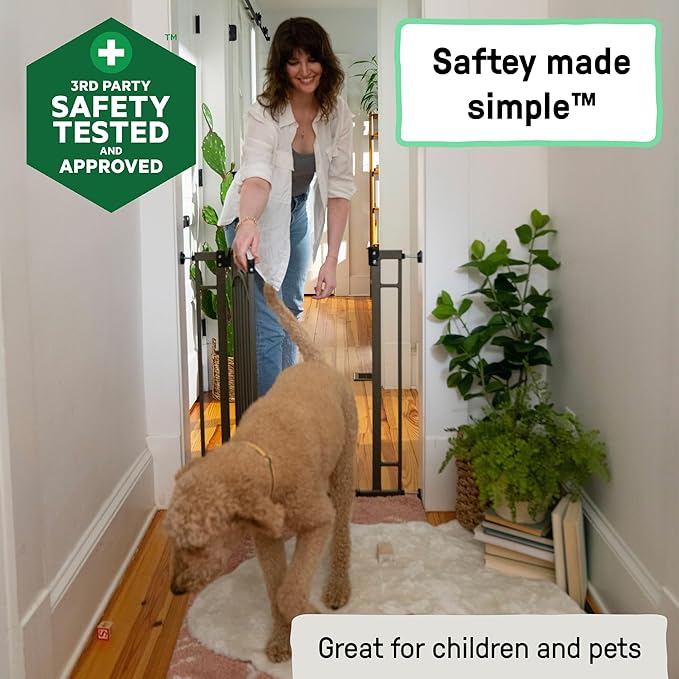 Ingenuity Decorative Extra Tall Baby Gate & Dog Gate, 28.5"-48" Wide, 36" Tall, Hardware or Pressure Mounted, Install on Top or Bottom of Stairs, Banister, or Doorway - Bronze
