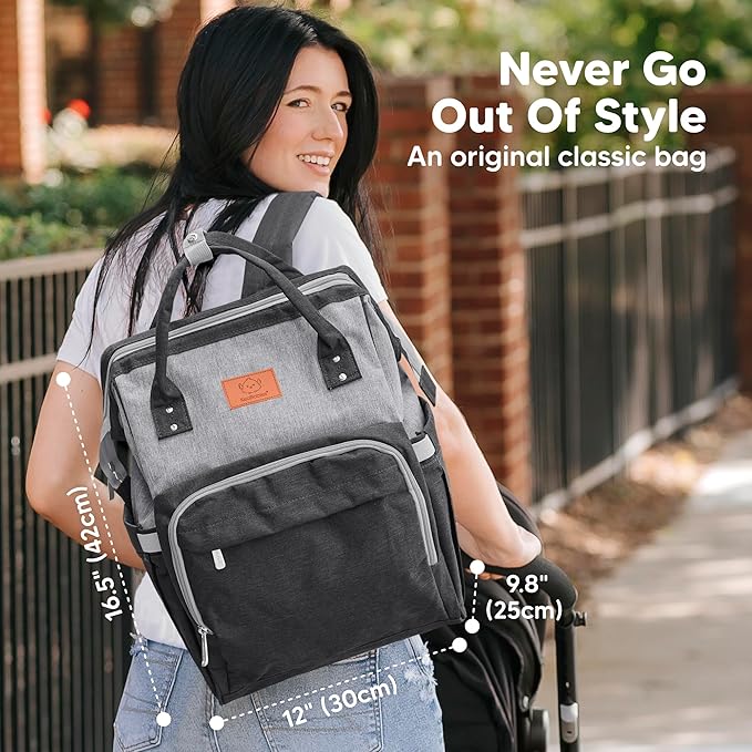 KeaBabies Baby Diaper Bag Backpack - Large Baby Bag for Boys, Girls, Waterproof Multi Function Travel Diaper Backpack with Changing Pad, Durable Travel Essentials for Moms and Dads (Graphite)