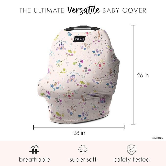 Milk Snob Disney's A Wish Come True 5-in-1 Baby Cover, Breastfeeding, Car Seat, Carrier, Stroller, High Chair, Shopping Cart, Lounger Canopy, Baby Shower Gender Neutral Gifts, Nursing Top