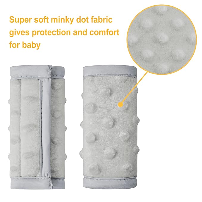 Pro Goleem Car Seat Strap Covers for Babies Unisex Soft Car Seat Strap Shoulder Pads for All Car Seats, Stroller, Pushcar, Small Size Designed for Newborn Gray