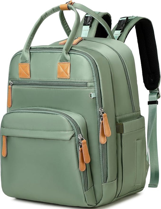 18 Pockets Diaper Bag Backpack with Waterproof Pockets and Stroller Buckle, Convertible Tote Bag (XL Green, Extra Large)