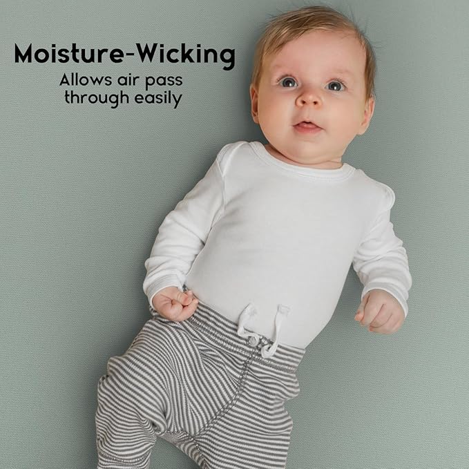 Yoofoss Pack and Play Sheets Fitted, Mini Crib Sheets 2-Pack for Pack N Play Mattress, Stretchy Playard Sheet, Soft and Breathable Green + Leaf