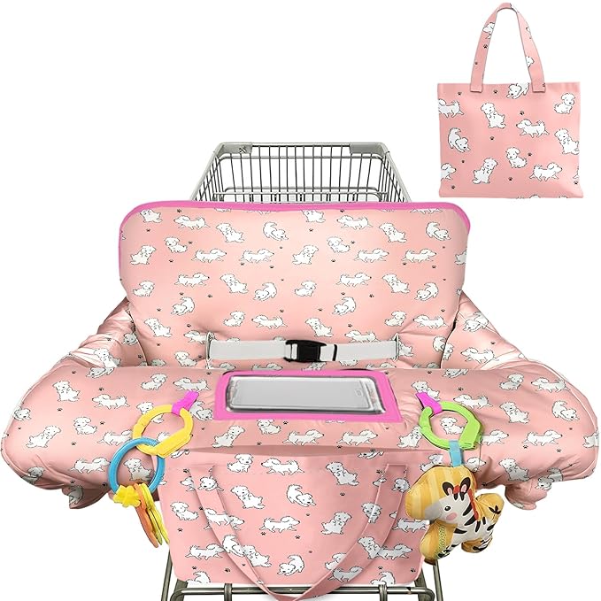 Shopping Cart Cover for Baby Girl Boy 2-in-1 High Chair Water Resistant High Chair Cover w/Phone Pouch Pocket Gender Neutral Cart Cover for Babies Padded Grocery Cart Cover for Baby