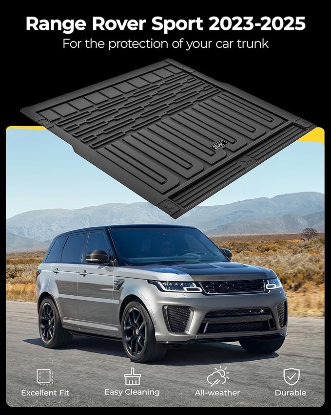 3W Cargo Liner Fit for Range Rover Sport 2023-2024 2025,TPE All Weather Custom Fit Trunk Mat for Range Rover Sport 2023 2024 2025 Cargo Mats, Black