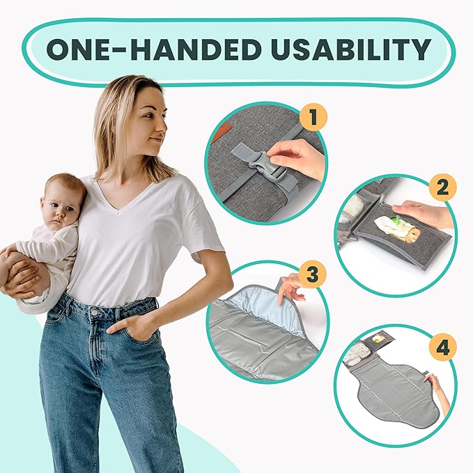 Portable Changing Pad for Baby – Soft, Comfortable Portable Diaper Changing Pad with Wipes Pockets, Waterproof and Easy to Clean – Baby Registry Search, new born baby essentials must haves, baby stuff