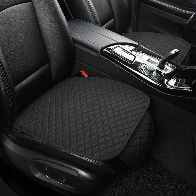 West Llama Linen Car Seat Covers,Bottom Seat Covers for Cars Include 1 Pair Front Driver Seat Pad Mat and 1 Rear Bench Cover Universal Fits 90% Vehicles,SUVs,Cars,Sedans(3Piece-Black)