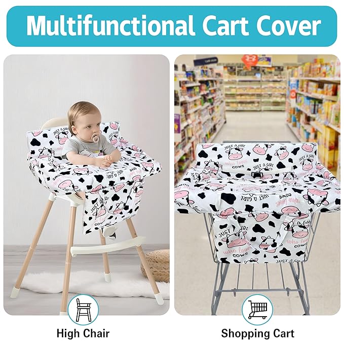 Shopping Cart Cover for Baby,2-in-1 Baby Cart Covers with Portable Cloth Bag Cart Seat Pad for Babies Grocery Cushion Cover Restaurant,Suitable for All Supermarkets and Restaurants