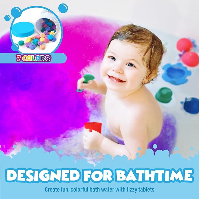 Tub Works® Kids Bath Toy Set | Nontoxic | Fizzy Bath Color Tablets (150 Count), Smooth™ Bath Crayons (12 Pack), Bath Paint Soap (6 Pack), Bath Paint Sticks™ (12 Pack) & Bath Slime Body Wash (4 Pack)
