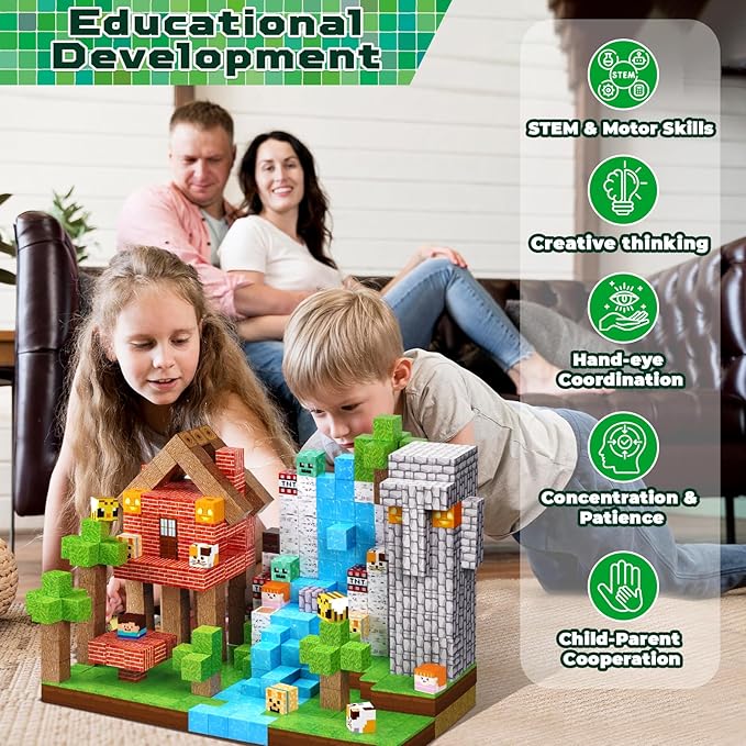 150PCS Magnetic Blocks - Magnetic Building Blocks, Magnet Cubes Toys Stacking, Build Forest World Set, STEM Montessori Sensory Toys for Kids Boys Girls Ages 3-5 6-8 Easter Birthday Gifts