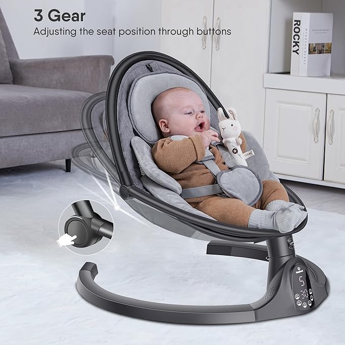 BabyBond Baby Swings for Infants to Toddler | Bluetooth Baby Swing with 3 Seat Positions | 5 Natural Sway Motion | Bluetooth Music | 5-Point Harness | Includes Remote Control