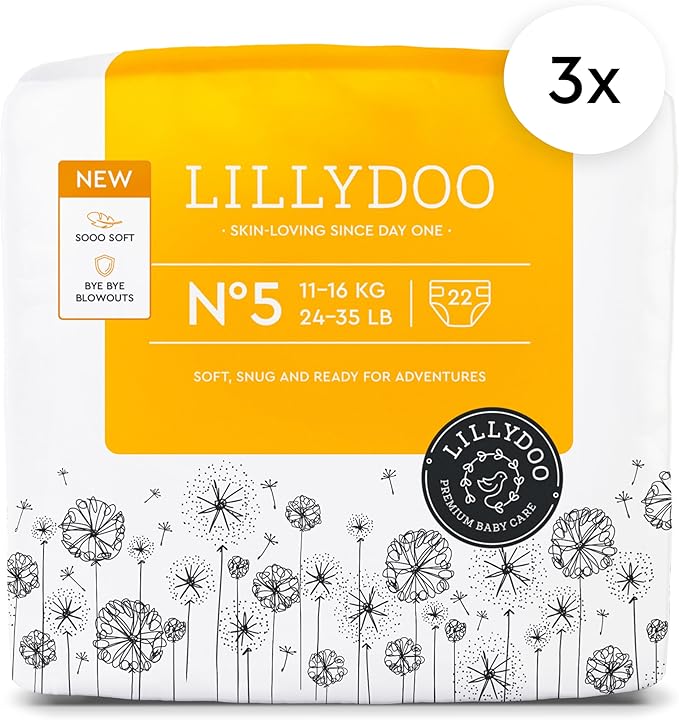 Baby Diapers - Size 5 (24-35 lbs), Half-Monthly Supply (66 Count), Leak Protection, Skin-Friendly, Ultrasoft, Perfume- & Chlorine-Free, Hypoallergenic, Dermatologist Tested, Oeko-TEX®