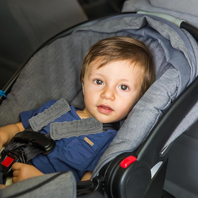 Baby Car Seat Neck Cover, Car Seat Strap Cover, Seat Belt Cushions Pads, Shoulder Strap Protectors, Reversible Pram Harness Covers in Minky, Baby Neck Pad Protector