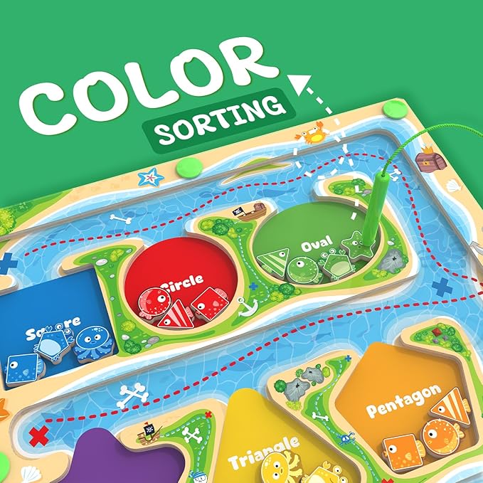 Magnetic Color & Shape Maze - Montessori Toys for 3 4 5 Year Old, Color and Shape Sorting Toy, Montessori Toys for Kids Boys Girls Gifts Ages3+, Preschool Learning Activities