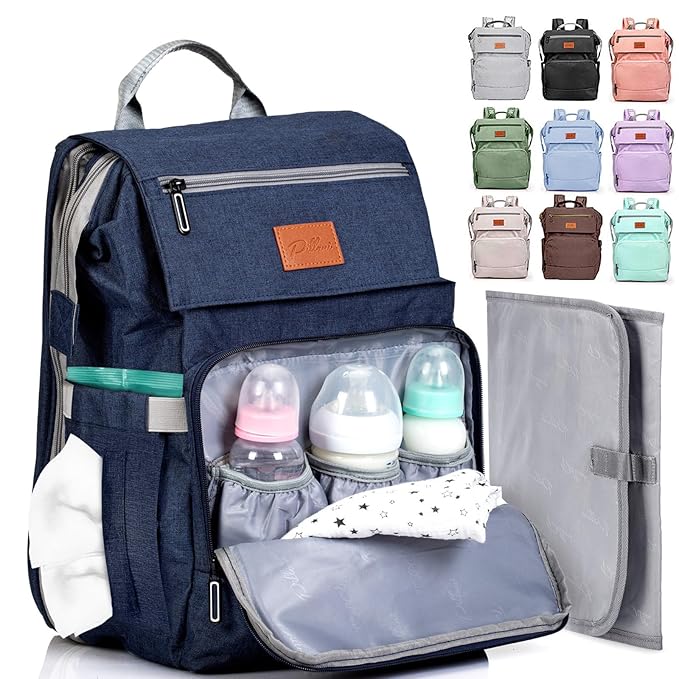 PILLANI Baby Diaper Bag Backpack - Large Bag for Boys & Girls, Waterproof Diaper Backpack - Travel Diaper Bags w/Changing Pad, Baby Registry Search & Shower Gifts - Essentials Must Haves Newborn Stuff