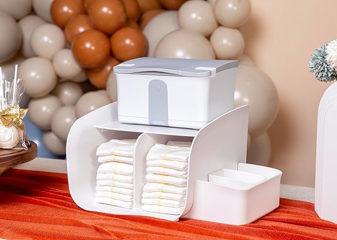 Ubbi Tabletop Diaper Caddy, Diaper Storage, Caddy Organizer, Stores Baby Diapers, Wipes & Baby Accessories, White
