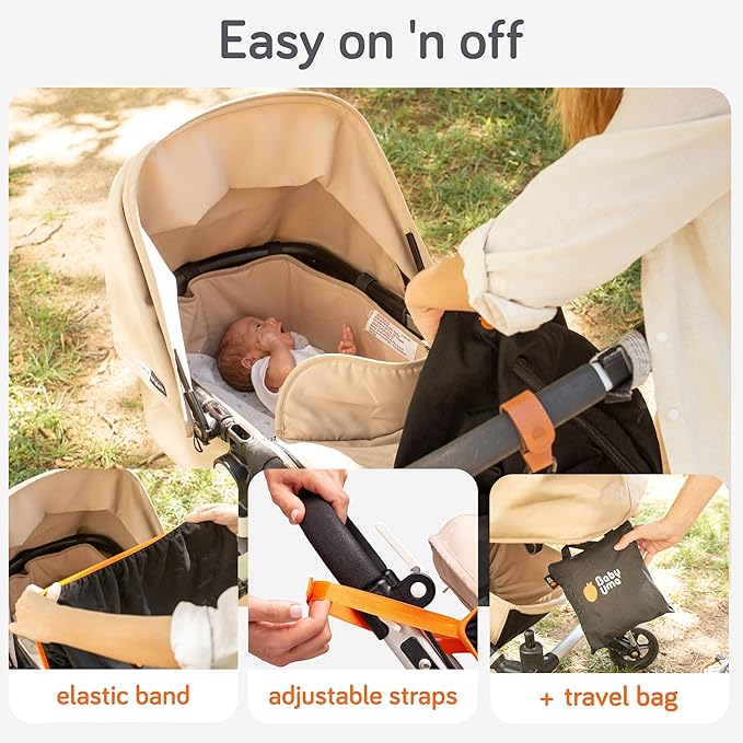 Baby Uma Stroller Sun Shade Cover - UPF 50+ Bassinet Stroller Cover, Baby Sun Protection, Breathable Blackout Mesh Baby Sun Shade, Stroller Shade Cover with Zip-up Window, 0-6 Months (+Travel Bag)