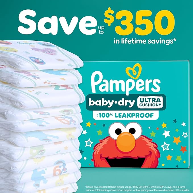 Pampers Diapers - Baby Dry - Size 4, 150 Count, Absorbent Disposable Infant Diaper (Packaging May Vary)