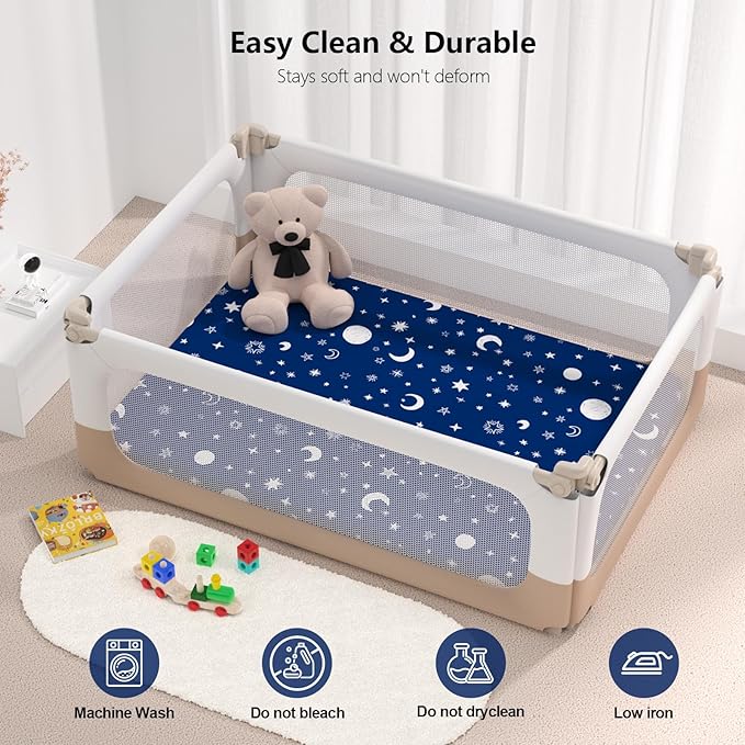 Pack N Play Sheets Fitted, 2-Pack Fit for Standard Pack N Play Mattress, Mini Crib Sheets,Breathable Soft Unisex Playard Sheets (Starry Sky & Clouds)