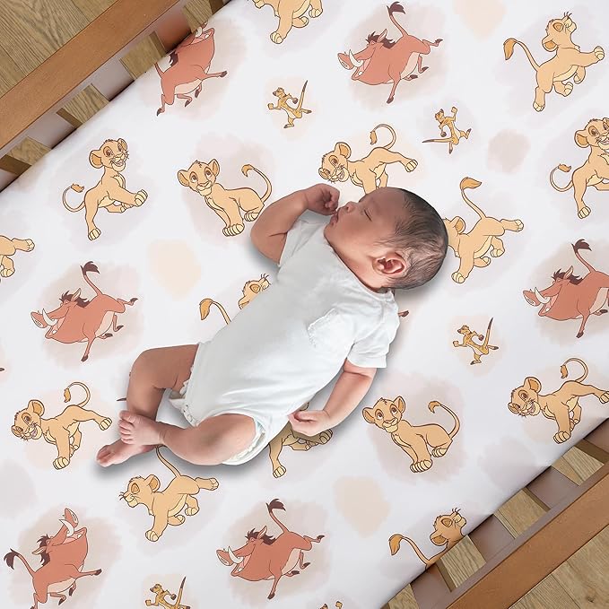 Lambs & Ivy Disney Baby Lion King Safari Fitted Crib Sheet - White