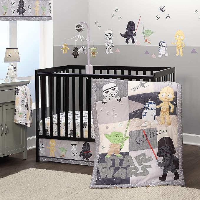 Lambs & Ivy Star Wars Classic Polyester Fitted Crib/Toddler Sheet - Yoda/Darth Vader
