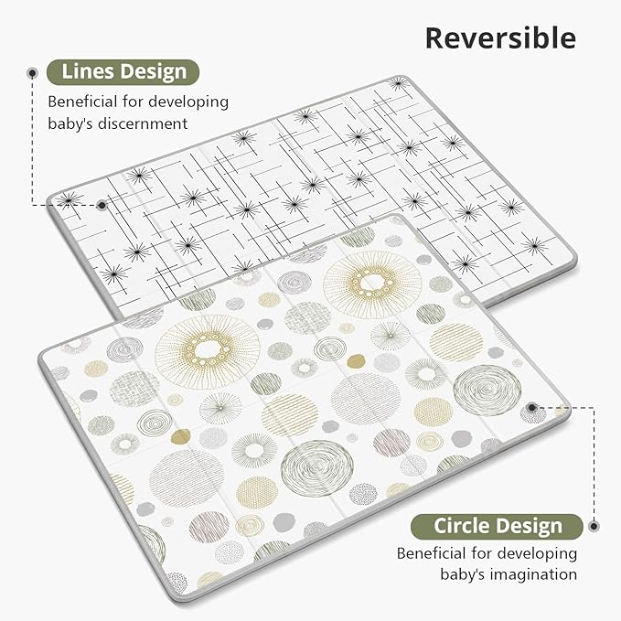 Baby Play Mat 79x71, Extra Large Baby Mat for Floor, Foldable Play XPE Foam Mat, Reversible Crawling Mat for Baby, Waterproof, Safe & Thick Playmats for Babies and Toddlers, Indoor & Outdoor Use
