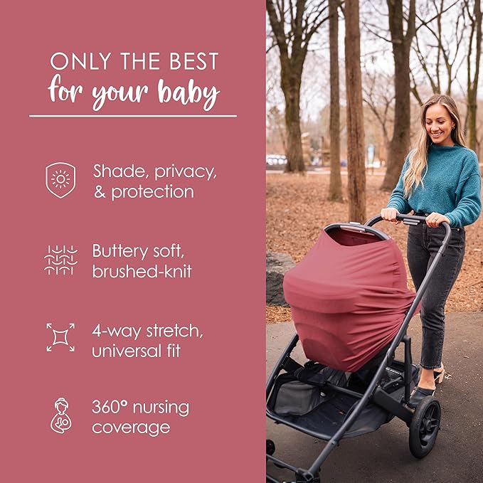 Milk Snob Original 5-in-1 Luxe Cover in Ash Rose - Added Privacy for Breastfeeding, Baby Car Seat, Carrier, Stroller, High Chair, Shopping Cart, Lounger Canopy, Newborn Essentials, Nursing Top