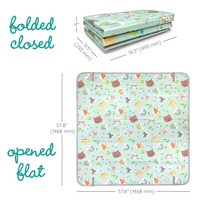Infantino Foldable Soft Foam Play Mat, Baby Play Mat for Tummy Time & Floor Play, Lightweight, Easy to Store, Wipeable, Animals