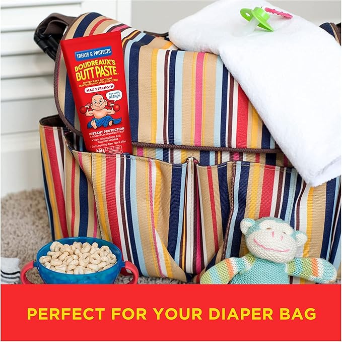 Boudreaux’s Butt Paste Max Strength Diaper Rash Cream for Baby, Ointment With Zinc Oxide, 4 oz Tubes, 3 Pack