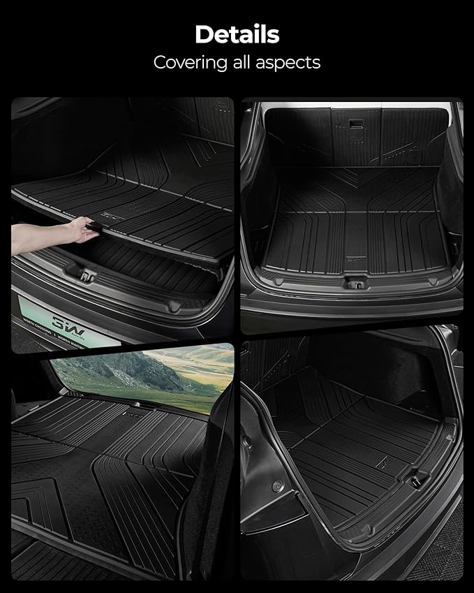 3W Cargo Liner Fit for Range Rover Sport 2014-2022,TPE All Weather Custom Fit Trunk Mat for Range Rover Sport Full Set Car Mats, Black