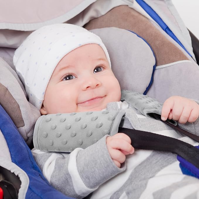 Pro Goleem Car Seat Strap Covers for Babies Soft Car Seat Strap Shoulder Pads for All Car Seats, Stroller, Pushcar, Gray