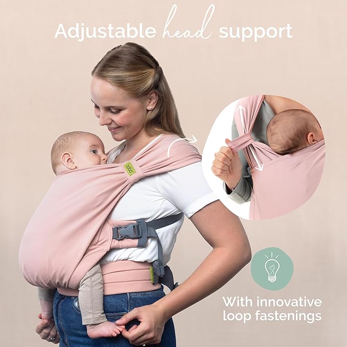 Boba Bliss Pre-Wrapped Baby Carrier with Buckle - Newborn to 7-35 lbs Light, Breathable & Easy to Adjust Hybrid Infant Sling & Toddler Carrier - Certified Hip-Healthy for 0-18 Months - Bloom