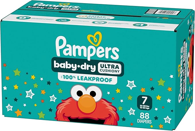 Pampers Diapers - Baby Dry - Size 7, 88 Count, Absorbent Disposable Infant Diaper (Packaging May Vary)