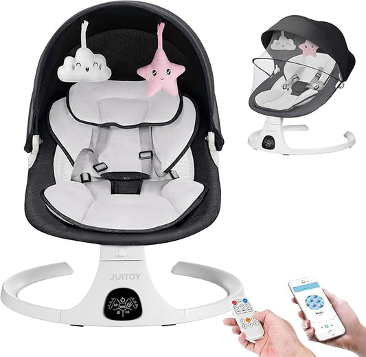 Baby Swing for Infants to Toddler Electric Newborn Swing with 5-Speed 3-Seat Positions 5-Point Carabiner,with Bluetooth Music 10-Preset Melodies, Indoor and Outdoor use