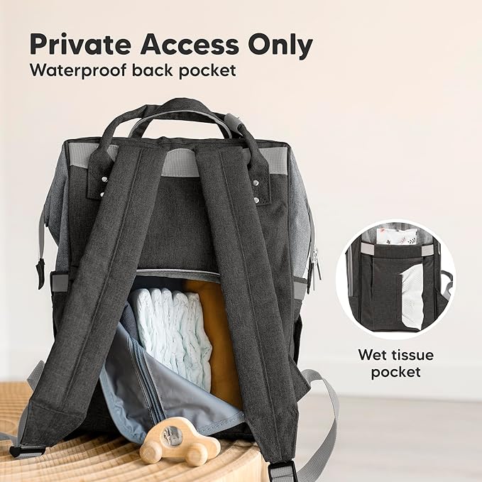 KeaBabies Baby Diaper Bag Backpack - Large Baby Bag for Boys, Girls, Waterproof Multi Function Travel Diaper Backpack with Changing Pad, Durable Travel Essentials for Moms and Dads (Graphite)